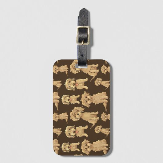 Dog Pattern Brown labradole goudendoedle Brown Bagagelabel (Voorkant (verticaal))