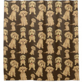 Dog Pattern Brown labradole goudendoedle Douchegordijn (Voorkant)