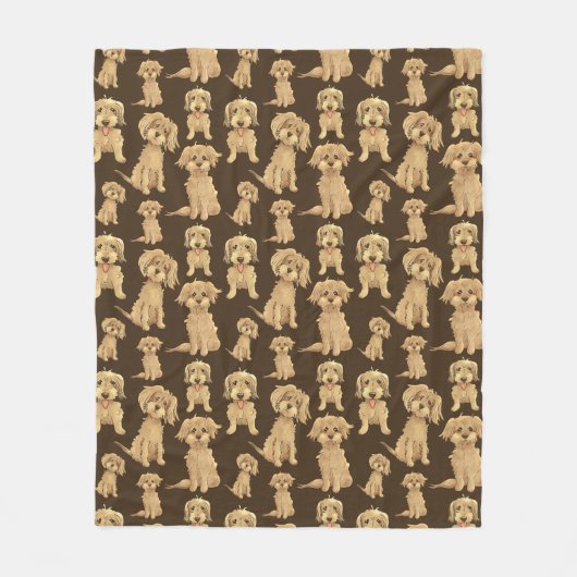 Dog Pattern Brown labradole goudendoedle Fleece Deken (Voorkant)