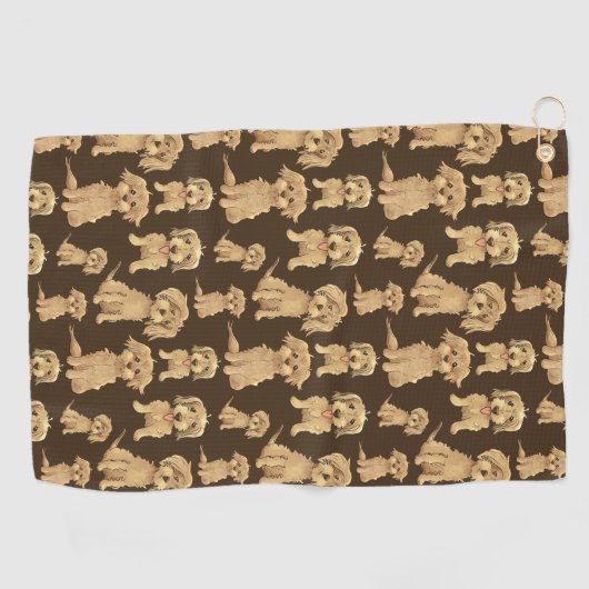 Dog Pattern Brown labradole goudendoedle Golfhanddoek (Horizontaal)