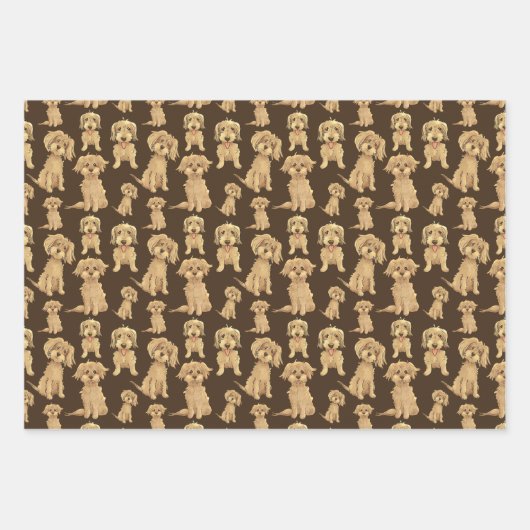 Dog Pattern Brown labradole goudendoedle Inpakpapier Vel (Voorkant)