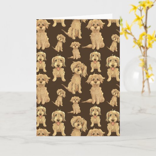 Dog Pattern Brown labradole goudendoedle Kaart (Gele Bloem)