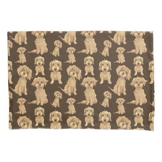 Dog Pattern Brown labradole goudendoedle Kussensloop (Voorkant)