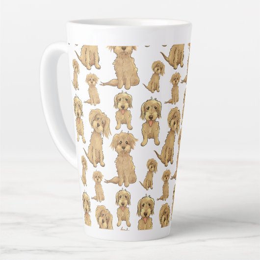 Dog Pattern Brown labradole goudendoedle Latte Mok (Linkerhoek)