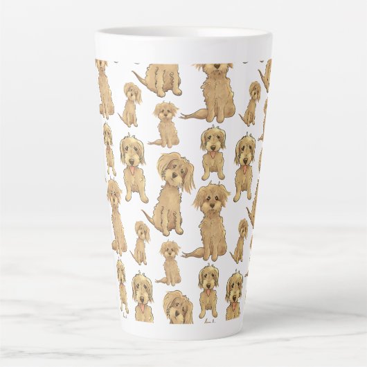 Dog Pattern Brown labradole goudendoedle Latte Mok (Voorkant)