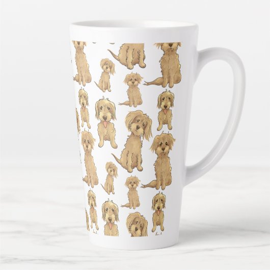 Dog Pattern Brown labradole goudendoedle Latte Mok (Rechts)