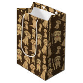 Dog Pattern Brown labradole goudendoedle Medium Cadeauzakje (Voorkant Gekanteld)