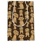 Dog Pattern Brown labradole goudendoedle Medium Cadeauzakje (Voorkant)