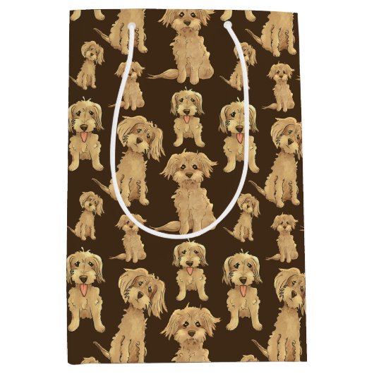 Dog Pattern Brown labradole goudendoedle Medium Cadeauzakje (Voorkant)