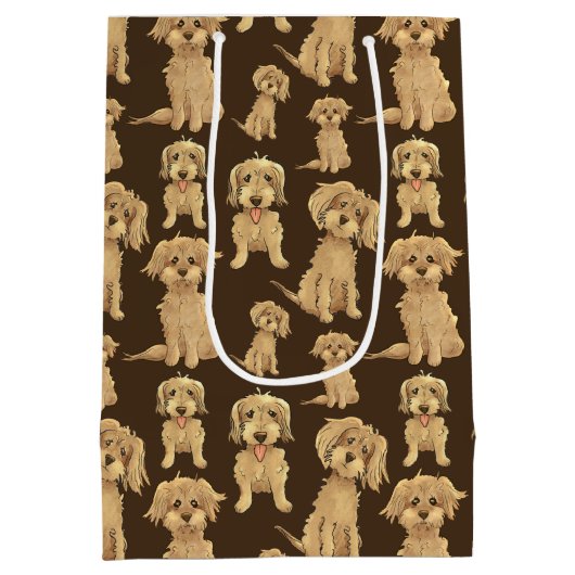 Dog Pattern Brown labradole goudendoedle Medium Cadeauzakje (Achterkant)