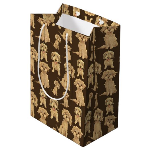 Dog Pattern Brown labradole goudendoedle Medium Cadeauzakje (Achterkant Gekanteld)