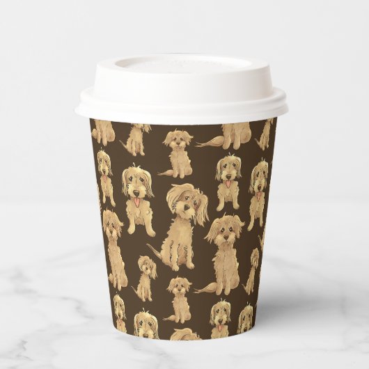 Dog Pattern Brown labradole goudendoedle Papieren Bekers (Links)