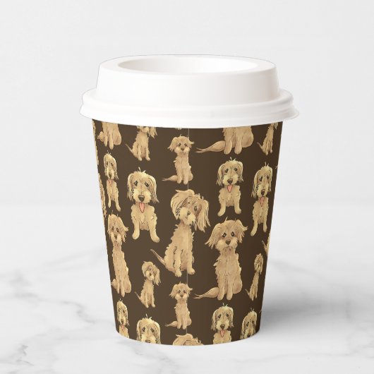 Dog Pattern Brown labradole goudendoedle Papieren Bekers (Rechts)