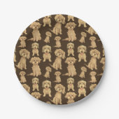 Dog Pattern Brown labradole goudendoedle Papieren Bordje (Voorkant)