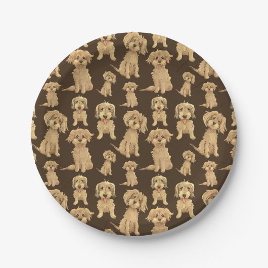 Dog Pattern Brown labradole goudendoedle Papieren Bordje (Voorkant)