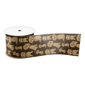 Dog Pattern Brown labradole goudendoedle Satijnen Lint (Spoel)