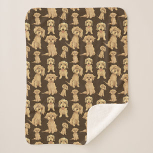 Dog Pattern Brown labradole goudendoedle Sherpa Deken