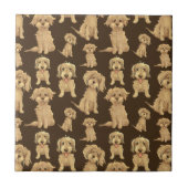 Dog Pattern Brown labradole goudendoedle Tegeltje (Voorkant)