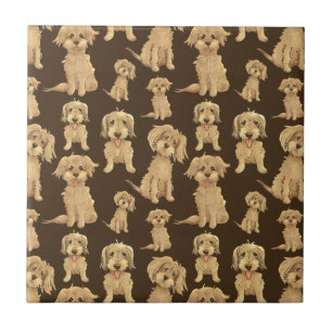 Dog Pattern Brown labradole goudendoedle Tegeltje