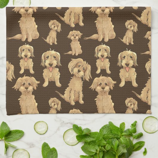 Dog Pattern Brown labradole goudendoedle Theedoek (Gevouwen)