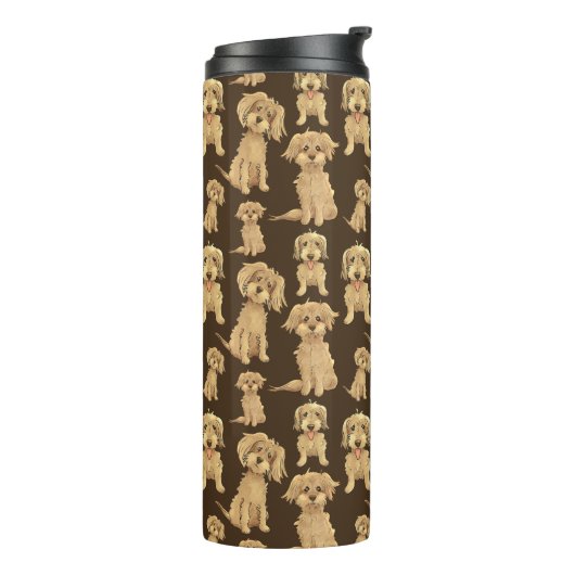 Dog Pattern Brown labradole goudendoedle Thermosbeker (Gedraaid links)