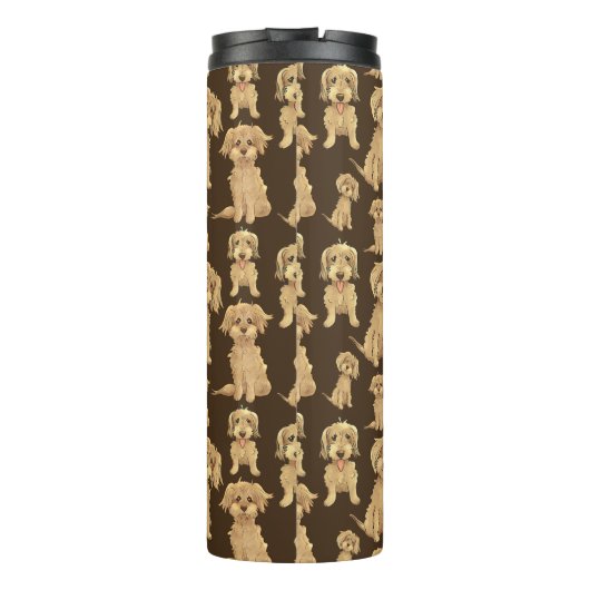 Dog Pattern Brown labradole goudendoedle Thermosbeker (Achterkant)