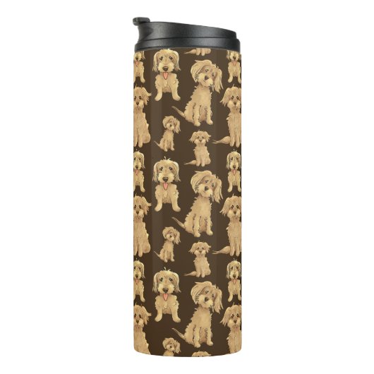 Dog Pattern Brown labradole goudendoedle Thermosbeker (Geroteerd rechts)