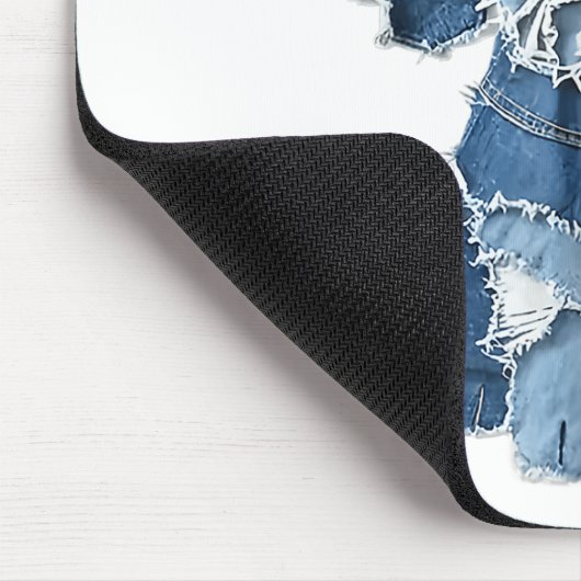 Dog Pattern Denim Patchwork Art Muismat (Hoek)