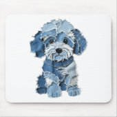 Dog Pattern Denim Patchwork Art Muismat (Voorkant)