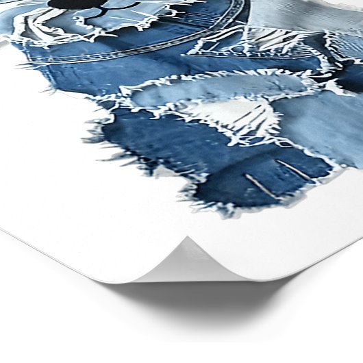 Dog Pattern Denim Patchwork Art Poster (Hoek)