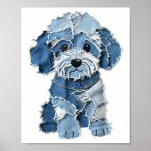Dog Pattern Denim Patchwork Art Poster (Voorkant)