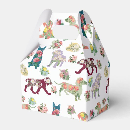 Dog Pattern Waterverf Flowers Monogram Bedankdoosjes (Achterkant)