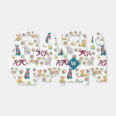 Dog Pattern  Waterverf Flowers Monogram Bedankdoosjes (Uitgevouwen)