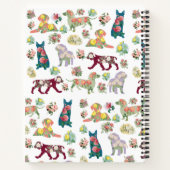 Dog Pattern  Waterverf Flowers Monogram Notitieboek (Achterkant)