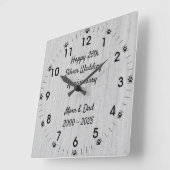 Dog Paw 25th Silver Wedding Jubileum Vierkante Klok (Hoek)