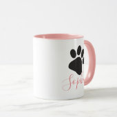 Dog Paw Aangepast Hondenliefhebber Aangepaste naam Mok (Voorkant rechts)