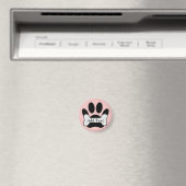 Dog Paw-afdruk en bot op Baby roze magneet (Insitu (Vaatwasser))