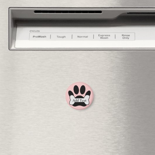 Dog Paw-afdruk en bot op Baby roze magneet (Insitu (Vaatwasser))