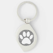 Dog Paw-afdruk met halftoonachtergrond-Sleutelhang Sleutelhanger (Voorkant)