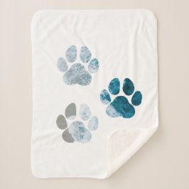 Dog Paw-afdrukken - Beach Waves en Sand Sherpa Deken