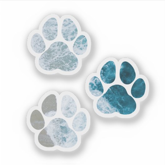 Dog Paw-afdrukken - Beach Waves en Sand Sticker (Voorkant)