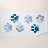 Dog Paw-afdrukken - Beach Waves en Sand Strandlaken (Voorkant)