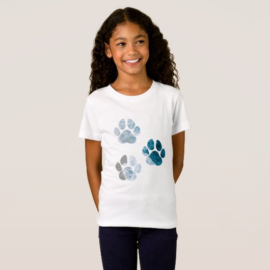 Dog Paw-afdrukken - Beach Waves en Sand T-shirt (Voorkant volledig)