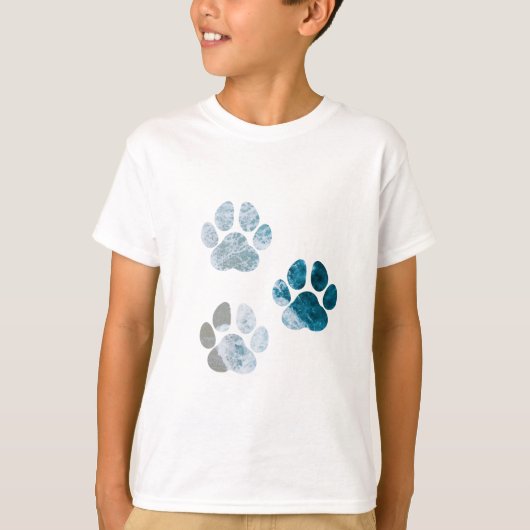 Dog Paw-afdrukken - Beach Waves en Sand T-shirt (Voorkant)