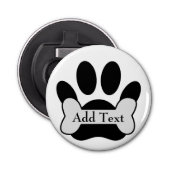 Dog Paw-afdrukken en bot Button Flesopener (Voorkant)