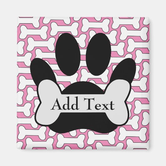 Dog Paw-afdrukken en bot Magneet (Voorkant)