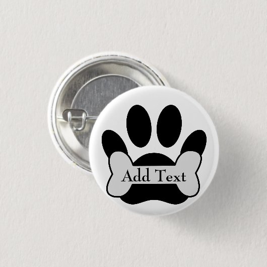Dog Paw-afdrukken en bot Ronde Button 3,2 Cm (Voorkant /achterkant)