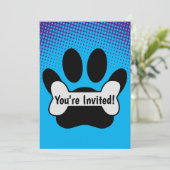 Dog Paw-afdrukken en botgradiënt-uitnodiging Kaart (Staand voorkant)