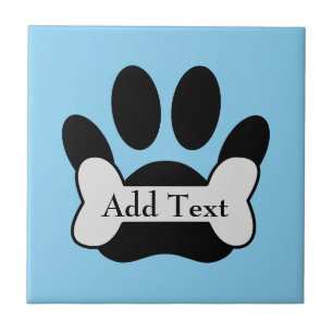 Dog Paw-afdrukken en botsen op babyblauw Tegeltje
