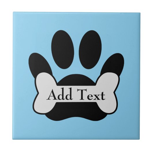 Dog Paw-afdrukken en botsen op babyblauw Tegeltje (Voorkant)